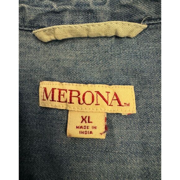 Merona Denim Button Down with Wings/Embellishments-Sz XL - Picture 12 of 13
